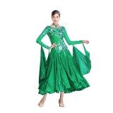 B-18412 Pearl Silk Long Ballroom Dancing Dress Hot Sale International Standard Competition Children Ballroom Dance Dress