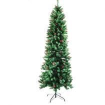 With Flocked 7FT Slim PVC Christmas Tree with Metal base