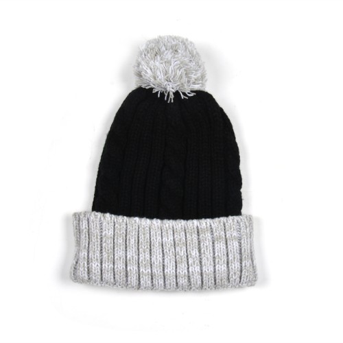Hot sell wholesale acrylic plain two tone color beanie hat