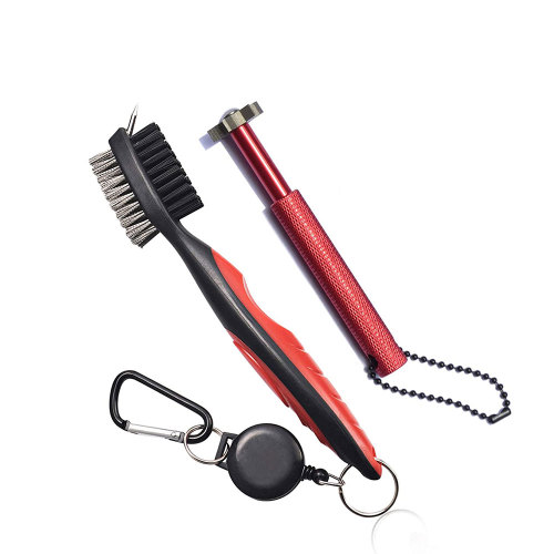 High Quality Golf Cleaning Tool Combo Golf Club Sharpener and Retractable Golf Club Brush