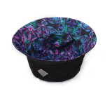 Custom plain reversible black floral bucket hats with metal logo