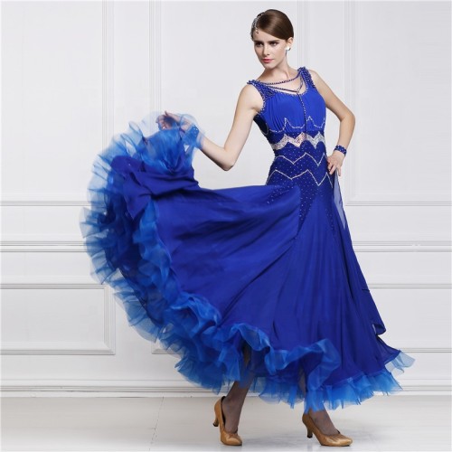 B-14743 Custom high quality international standard ballroom dance dress short sleeves ballroom dancing dress