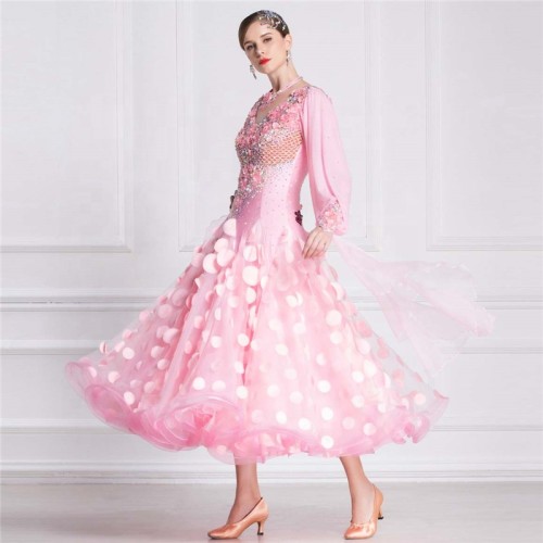 B-18442 Custom Hot Sale Radiant Pink Ballroom Dance Gown High Quality Modern Ballroom Dance Dress For Competition