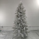 Best selling Prelit 7ft Pencil Slim PVC Pine Needle Mixed Artificial Christmas Tree with Lights Metal Base