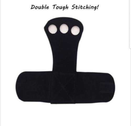 Gym Exercise Adjustable Weight Lifting Workout Gloves 3 Hole Leather Hand Grips for Men and Women