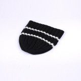 100% acrylic black and white plain knit beanie hat