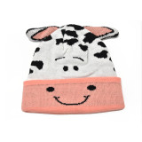 babies winter warm printing dairy cow wholesale custom logo beanie hat cute