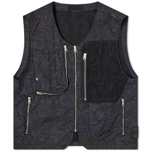 All Over Print Custom Utility Vest Men Chest Pocket Ripstop Fabric Zipper Closure