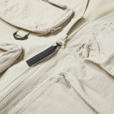 100% Nylon Custom Utility Vest Men Mesh Lining 5 Front Pockets Zipper Closure