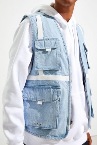 Fashion Wholesale Custom high quality man Denim Utility Vest