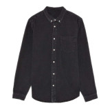 10 Oz Washed Long Sleeve Work Denim Shirt For Men