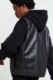Wholesale Custom logo high quality Man Leather Black Utility vest with Pockets