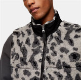 Wholesale men zip grey animal print sleeveless fleece borg gilet vest