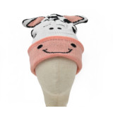 babies winter warm printing dairy cow wholesale custom logo beanie hat cute