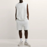Oversized plush vest with wide armholes round neck ribbed trims for men