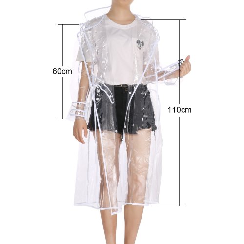 Women's Girls Fashion Clear Hooded Raincoat Lightweight Travel Packable Rain Jacket Poncho Rainwear