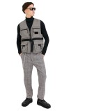 Custom design mens plaid utility regular fit functional pocket zipper fly cargo gilet vest