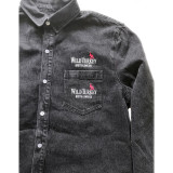 10 Oz Washed Long Sleeve Work Denim Shirt For Men