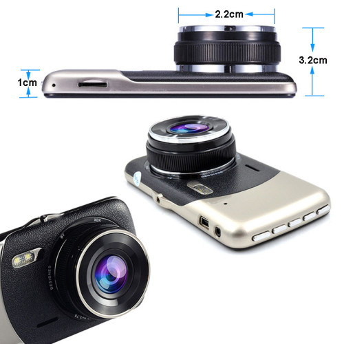 Dual Lens Car Camera Vehicle On-Dash Video Dash Cam with 4.0 inch LCD,G-Sensor,Loop Recording