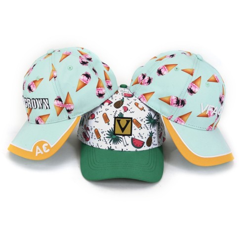 fashion cheap sport microfiber printed baseball caps 3d embroidery logo for kids