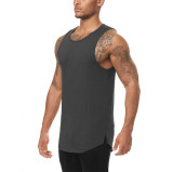 Vest Summer sleeveless T-shirt loose round neck solid color clothing running training shirts tanktop
