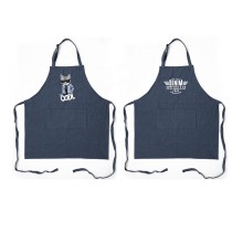 Wholesale Custom Logo Desinger Tool Pockets Adjustable BBQ Chef Kitchen Blue Washed Denim Apron