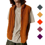 mens vest Wholesale Custom logo high quality Funnel zipper fleece utility vest men