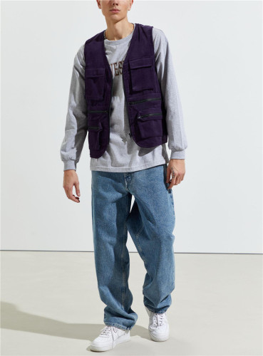 Mens custom fashion wear zip pockets nylon utility vest