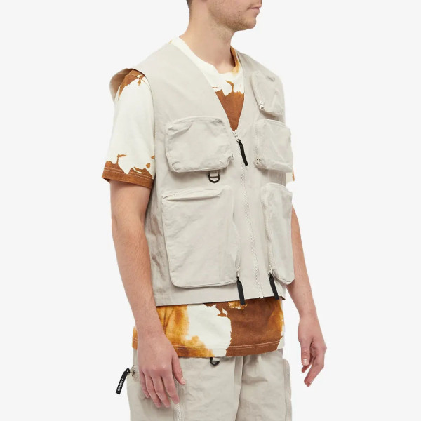 100% Nylon Custom Utility Vest Men Mesh Lining 5 Front Pockets Zipper Closure