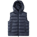 Waterproof Windproof Custom Goose Down Fill Toggle Hood 2-Way Zip Closure Vest Men