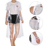 Women's Girls Fashion Clear Hooded Raincoat Lightweight Travel Packable Rain Jacket Poncho Rainwear