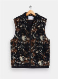 Wholesale men zip grey animal print sleeveless fleece borg gilet vest
