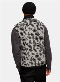Wholesale men zip grey animal print sleeveless fleece borg gilet vest