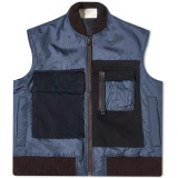 Patchwork custom design logo mens 100% nylon utility pockets zipper fly military vest