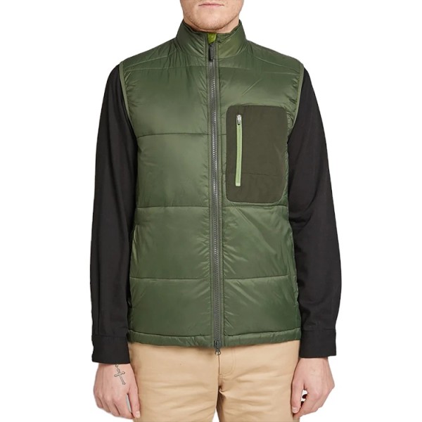 Custom Puffer Vest Men Drawstring Hem Sleeveless Winter Outerwear Fitted Funnel Neck