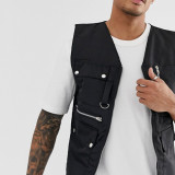 OEM wholesale mens fashion sleeveless gilet mens black regular fit cargo utility vest
