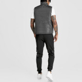 wholesale custom mens plain quilted vest fashion Funnel Neck puffer vest with center pocket