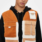Fashion wholesale custom 100% cotton mens colorblock cargo utility vest