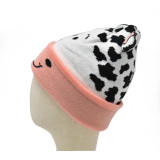 babies winter warm printing dairy cow wholesale custom logo beanie hat cute