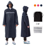 Adult Custom Hiking Thickened Travel Waterproof Best Tear Resistance Bike reflective black rain coat men raincoats