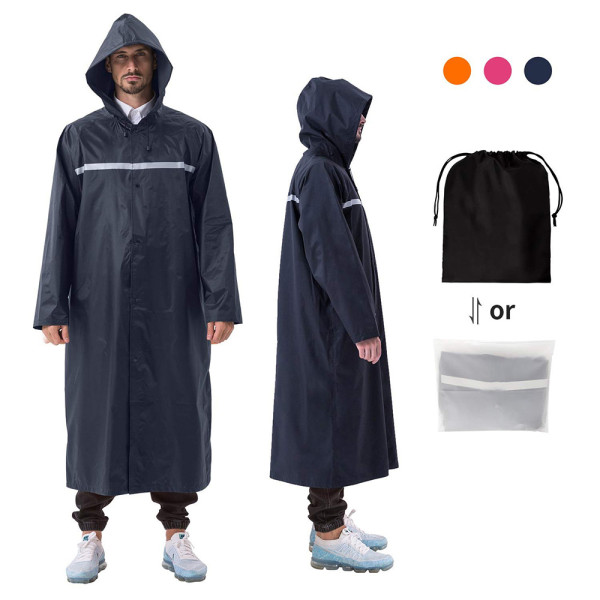 Adult Custom Hiking Thickened Travel Waterproof Best Tear Resistance Bike reflective black rain coat men raincoats