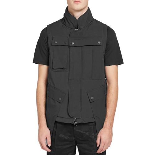 Wholesale customized design mens five pockets zipper fly tactical black work cargo vest