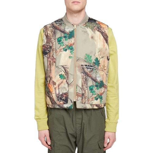 Factory manufacturer custom print mens ribbed collar zipper fly reversible puffer vest