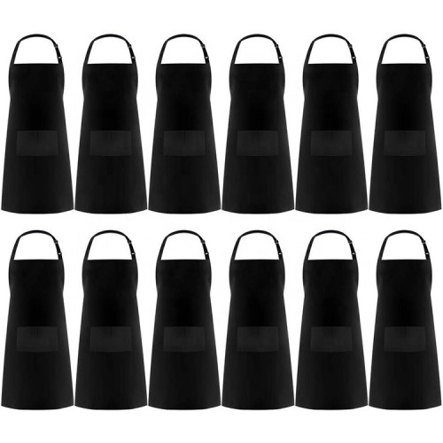 Cheap Custom Printing Adjustable Kitchen Cooking Apron bib black apron set