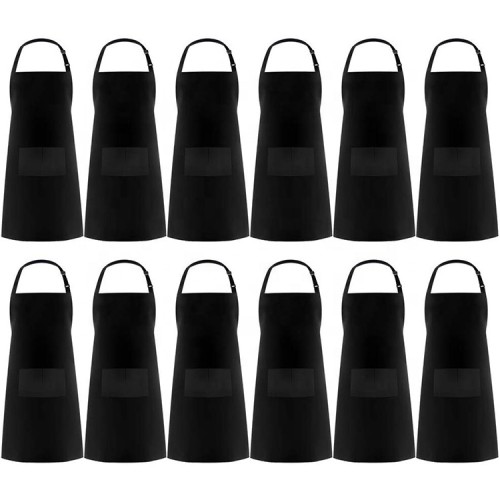 Cheap Custom Printing Adjustable Kitchen Cooking Apron bib black apron set