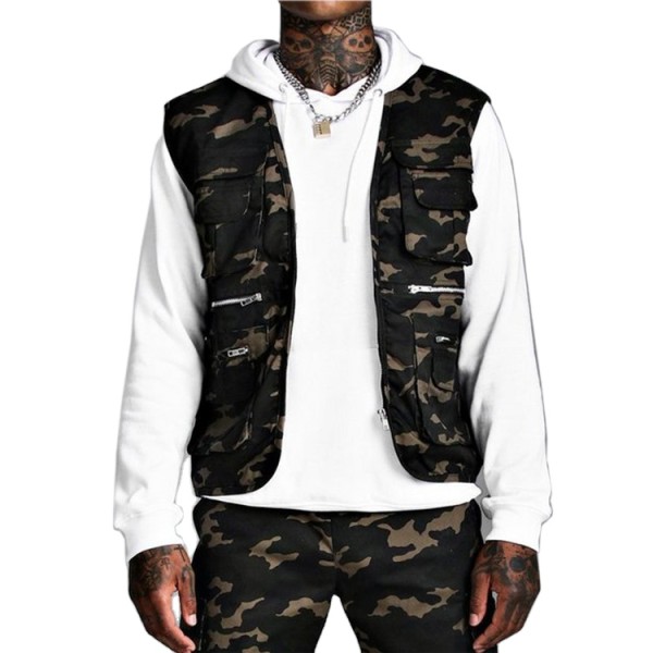 Good quality wholesale custom mens sleeveless camo utility cargo vest