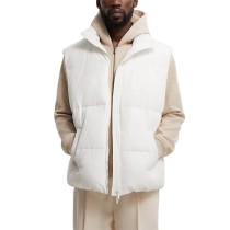 Puffer gilet for men high collar welt pocket with zip up front
