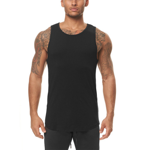 Vest Summer sleeveless T-shirt loose round neck solid color clothing running training shirts tanktop