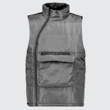 wholesale custom mens plain quilted vest fashion Funnel Neck puffer vest with center pocket