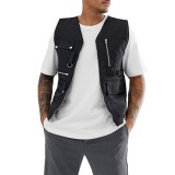 OEM wholesale mens fashion sleeveless gilet mens black regular fit cargo utility vest